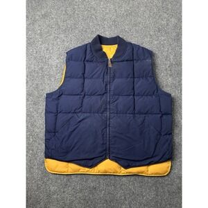 Mens Eddie Bauer Reversible Down Puffer Vest Blue Yellow, Size XL